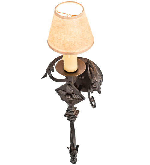 Meyda Lighting Catherine 8" Chestnut Wall Sconce With Beige Parchment Shade