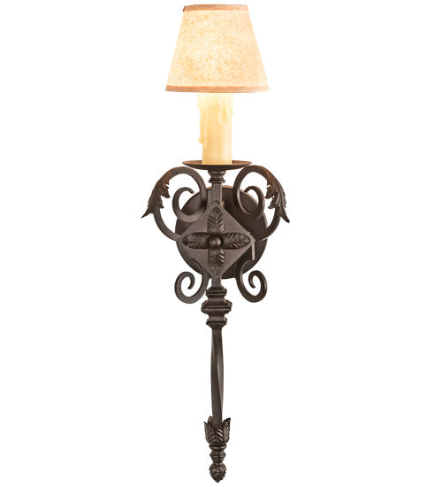 Meyda Lighting Catherine 8" Chestnut Wall Sconce With Beige Parchment Shade