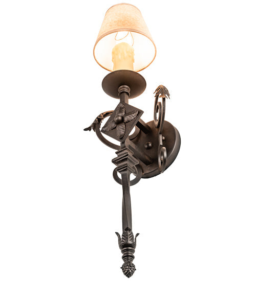 Meyda Lighting Catherine 8" Chestnut Wall Sconce With Beige Parchment Shade