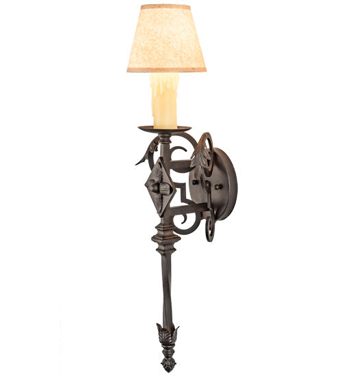 Meyda Lighting Catherine 8" Chestnut Wall Sconce With Beige Parchment Shade