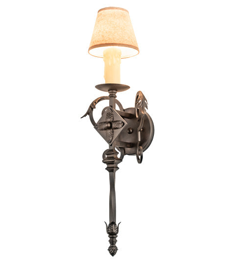 Meyda Lighting Catherine 8" Chestnut Wall Sconce With Beige Parchment Shade