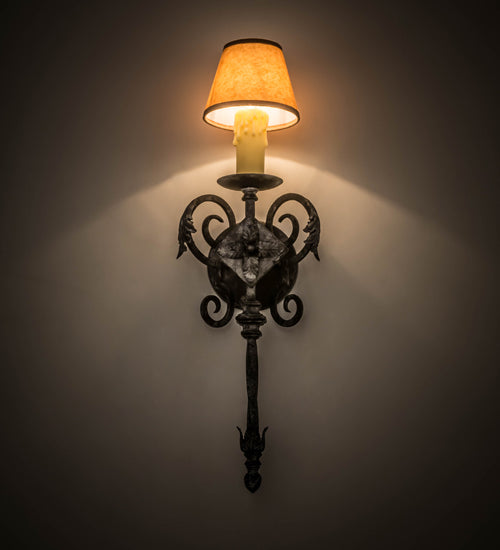 Meyda Lighting Catherine 8" Smoke Wall Sconce With Brown Parchment Shade