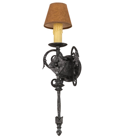 Meyda Lighting Catherine 8" Smoke Wall Sconce With Brown Parchment Shade