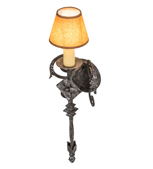 Meyda Lighting Catherine 8" Smoke Wall Sconce With Brown Parchment Shade