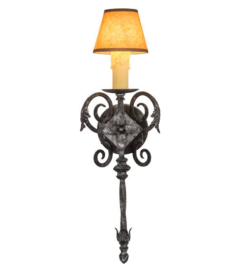 Meyda Lighting Catherine 8" Smoke Wall Sconce With Brown Parchment Shade