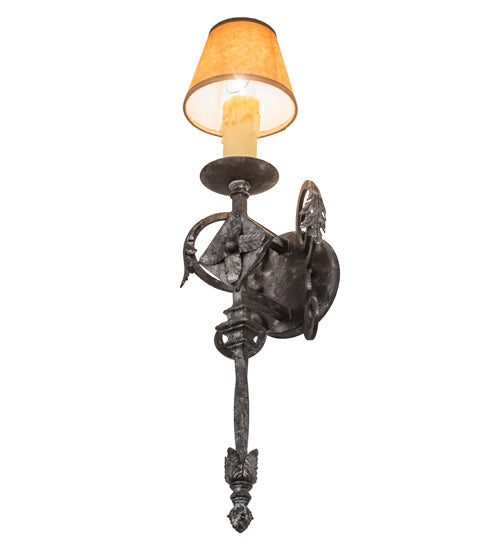 Meyda Lighting Catherine 8" Smoke Wall Sconce With Brown Parchment Shade