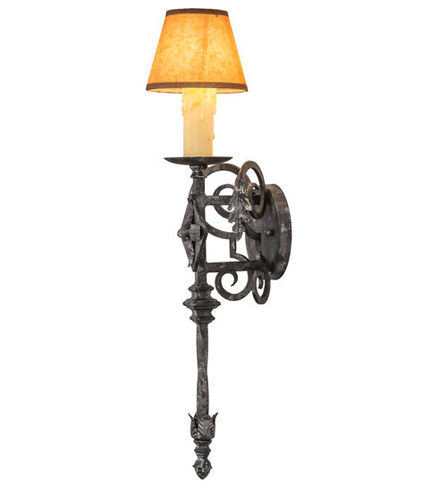 Meyda Lighting Catherine 8" Smoke Wall Sconce With Brown Parchment Shade
