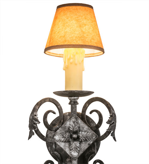 Meyda Lighting Catherine 8" Smoke Wall Sconce With Brown Parchment Shade