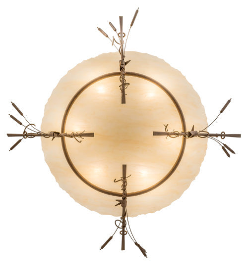 Meyda Lighting Cattail 48" 6-Light Cortez Gold Inverted Pendant Light With Ivory Sahara Taupe Idalight Shade Glass
