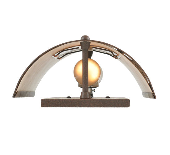 Meyda Lighting Celtic Harp 9" 2-Light Cafe Noir Wall Sconce With Amber Mica & Birchwood Shade Glass