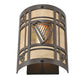 Meyda Lighting Celtic Harp 9" 2-Light Cafe Noir Wall Sconce With Amber Mica & Birchwood Shade Glass
