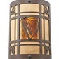Meyda Lighting Celtic Harp 9" 2-Light Cafe Noir Wall Sconce With Amber Mica & Birchwood Shade Glass