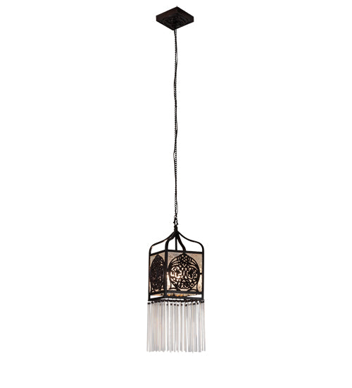 Meyda Lighting Celtic Knot 10" Mahogany Bronze Mini Pendant Light With Clear Waterglass Shade Glass