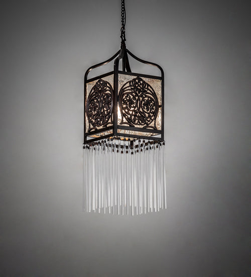 Meyda Lighting Celtic Knot 10" Mahogany Bronze Mini Pendant Light With Clear Waterglass Shade Glass