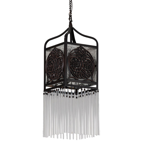 Meyda Lighting Celtic Knot 10" Mahogany Bronze Mini Pendant Light With Clear Waterglass Shade Glass