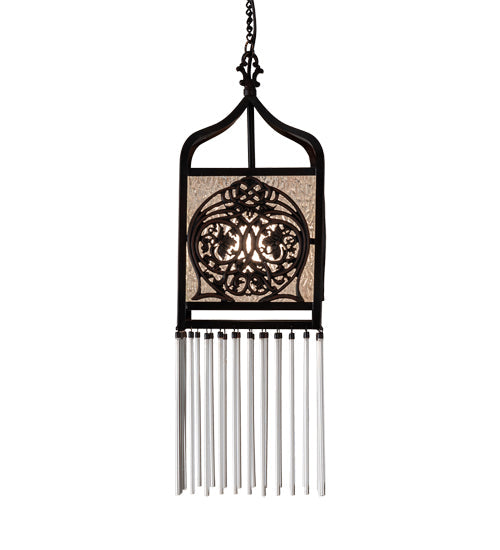 Meyda Lighting Celtic Knot 10" Mahogany Bronze Mini Pendant Light With Clear Waterglass Shade Glass