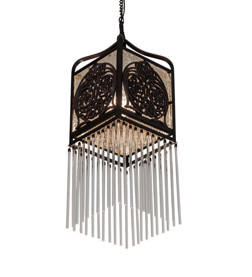Meyda Lighting Celtic Knot 10" Mahogany Bronze Mini Pendant Light With Clear Waterglass Shade Glass