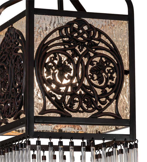 Meyda Lighting Celtic Knot 10" Mahogany Bronze Mini Pendant Light With Clear Waterglass Shade Glass