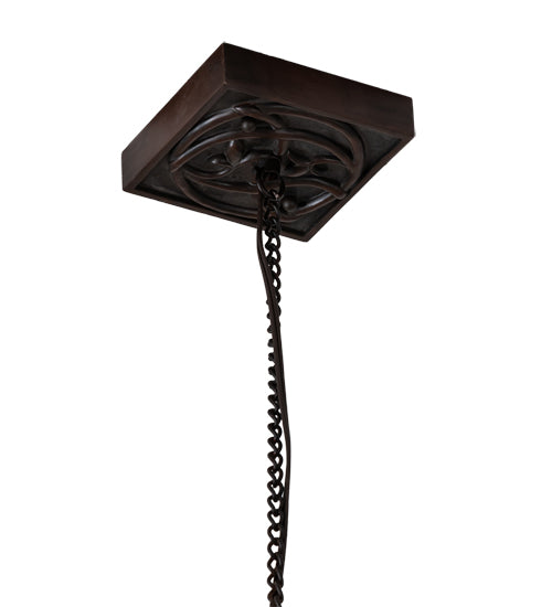 Meyda Lighting Celtic Knot 10" Mahogany Bronze Mini Pendant Light With Clear Waterglass Shade Glass