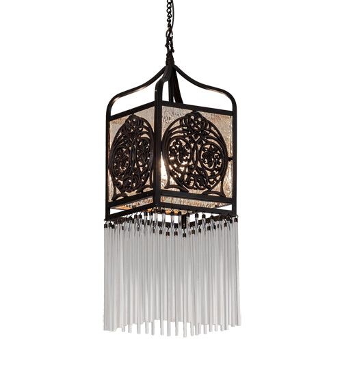 Meyda Lighting Celtic Knot 10" Mahogany Bronze Mini Pendant Light With Clear Waterglass Shade Glass