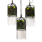 Meyda Lighting Celtic Knot 23" 3-Light Mahogany Bronze Island Cascading Pendant Light With Clear Green Shade Glass