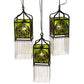 Meyda Lighting Celtic Knot 23" 3-Light Mahogany Bronze Island Cascading Pendant Light With Clear Green Shade Glass