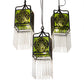 Meyda Lighting Celtic Knot 23" 3-Light Mahogany Bronze Island Cascading Pendant Light With Clear Green Shade Glass