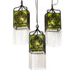 Meyda Lighting Celtic Knot 23" 3-Light Mahogany Bronze Island Cascading Pendant Light With Clear Green Shade Glass