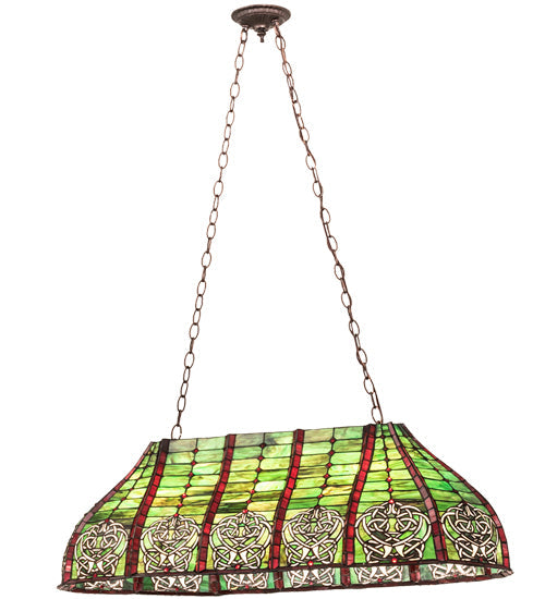 Meyda Lighting Celtic Knot 39" 3-Light Island Pendant Light With Multi-Colored Shade Glass