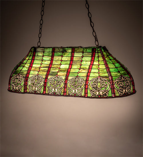 Meyda Lighting Celtic Knot 39" 3-Light Island Pendant Light With Multi-Colored Shade Glass