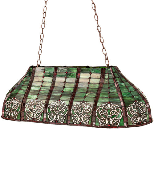 Meyda Lighting Celtic Knot 39" 3-Light Island Pendant Light With Multi-Colored Shade Glass