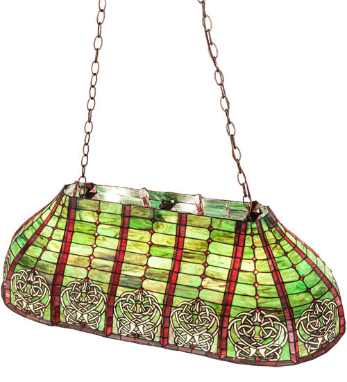 Meyda Lighting Celtic Knot 39" 3-Light Island Pendant Light With Multi-Colored Shade Glass