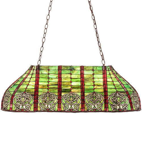Meyda Lighting Celtic Knot 39" 3-Light Island Pendant Light With Multi-Colored Shade Glass