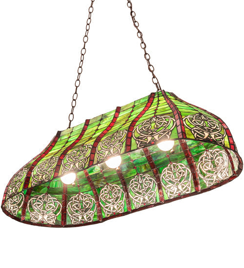 Meyda Lighting Celtic Knot 39" 3-Light Island Pendant Light With Multi-Colored Shade Glass