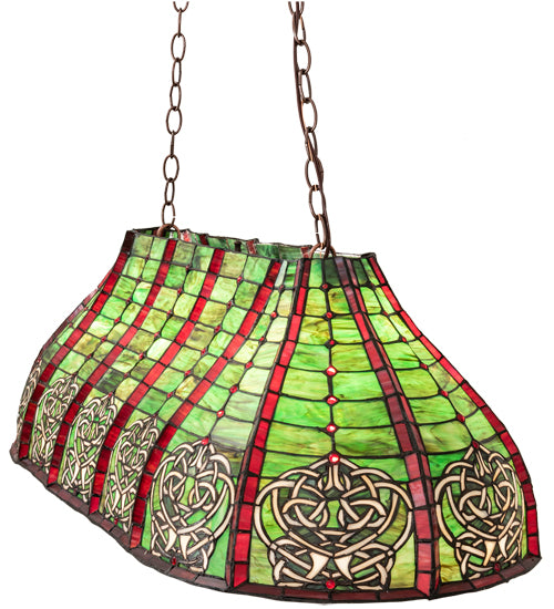 Meyda Lighting Celtic Knot 39" 3-Light Island Pendant Light With Multi-Colored Shade Glass
