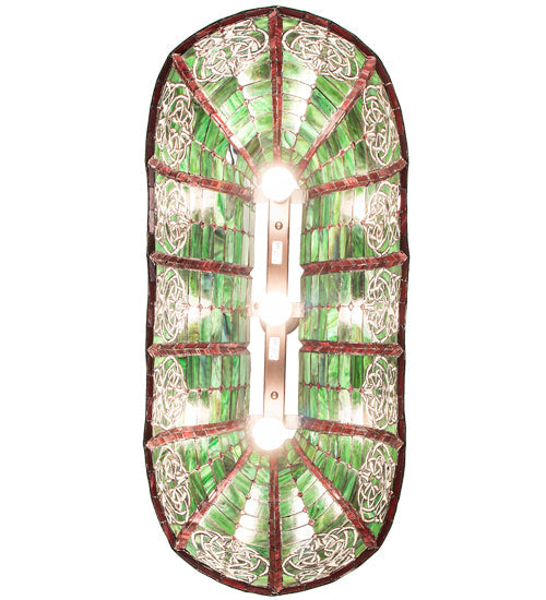 Meyda Lighting Celtic Knot 39" 3-Light Island Pendant Light With Multi-Colored Shade Glass