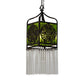 Meyda Lighting Celtic Knot 50520 10" Mahogany Bronze Mini Pendant Light With Clear Green Shade Glass