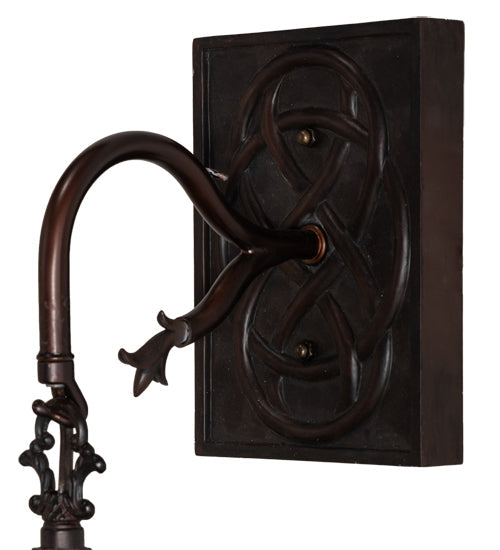 Meyda Lighting Celtic Knot 7" Mahogany Bronze Hanging Lantern Wall Sconce With Clear Waterglass Shade Glass