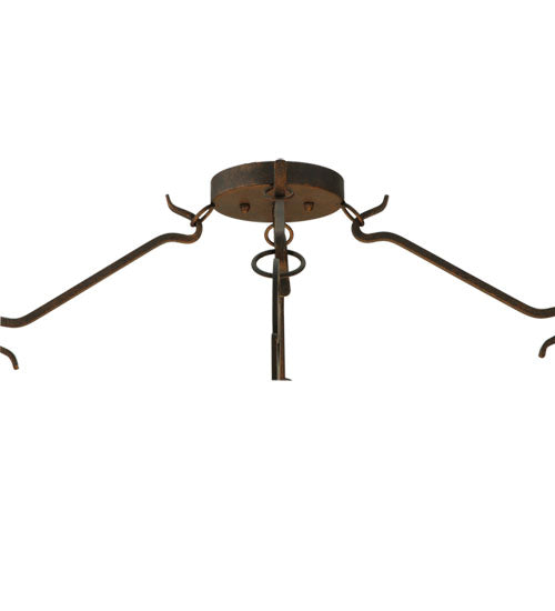 Meyda Lighting Ceres 36" 6-Light Gilded Tobacco Semi-flush Mount Ceiling Light With Beige Travertine Idalight Shade