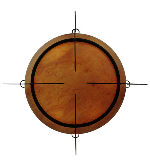 Meyda Lighting Ceres 36" 6-Light Gilded Tobacco Semi-flush Mount Ceiling Light With Beige Travertine Idalight Shade