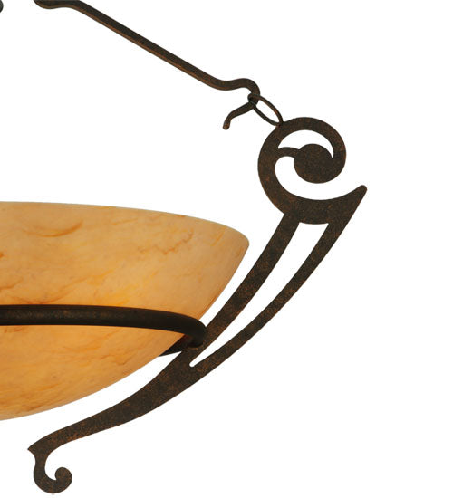 Meyda Lighting Ceres 36" 6-Light Gilded Tobacco Semi-flush Mount Ceiling Light With Beige Travertine Idalight Shade