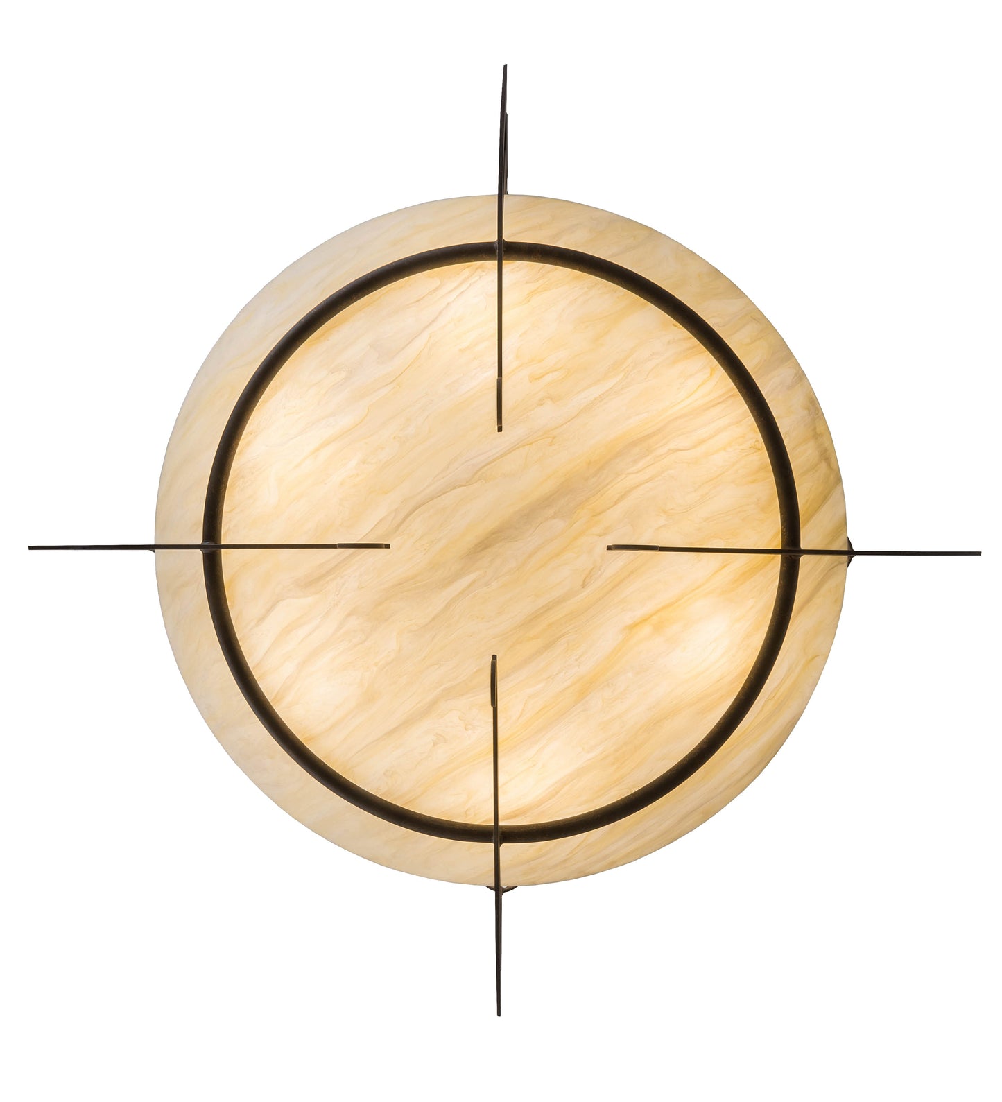 Meyda Lighting Ceres 42" 6-Light Gilded Tobacco Inverted Pendant Light With Creme Carrare Idalight Shade Glass