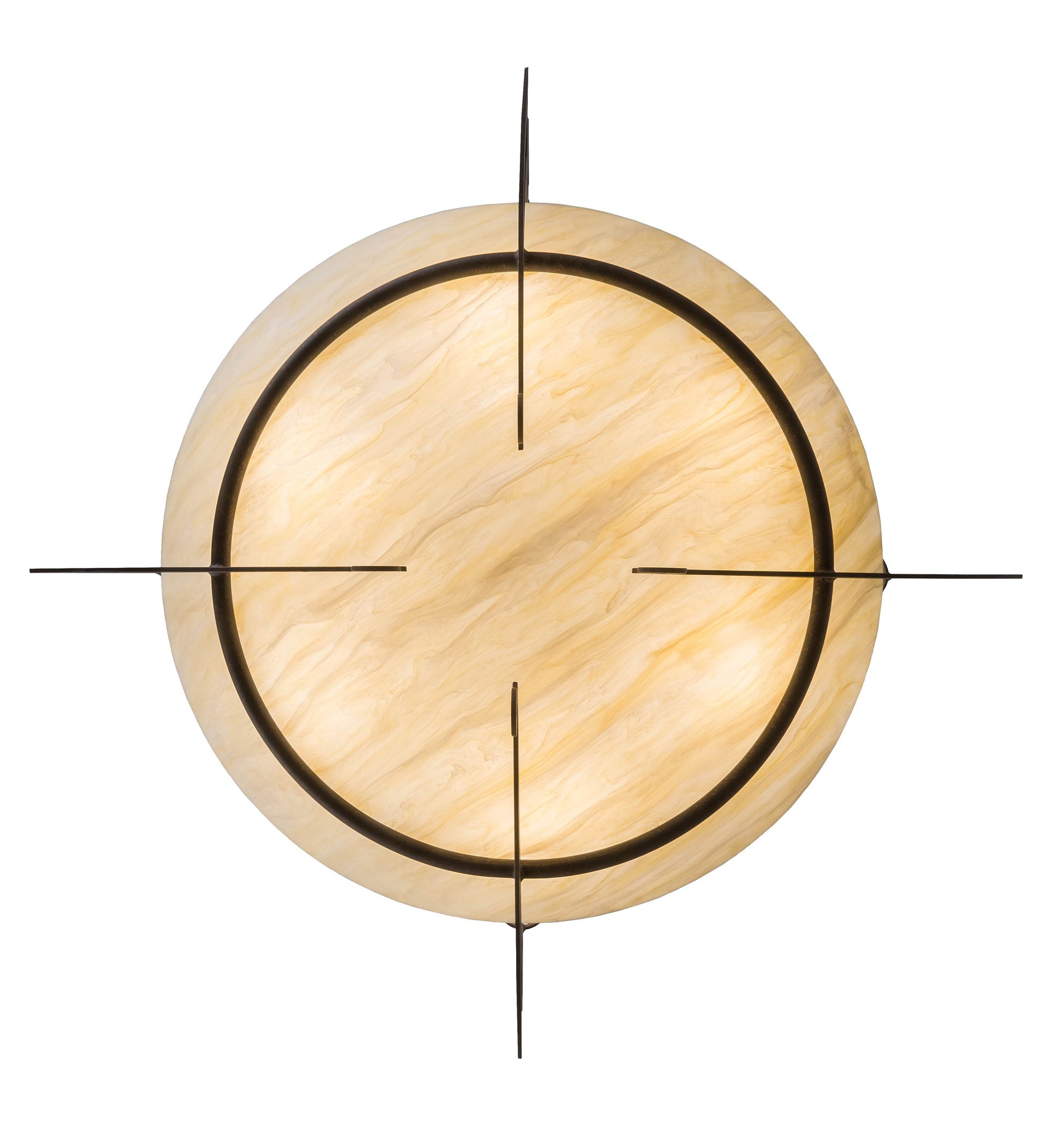 Meyda Lighting Ceres 42" 6-Light Gilded Tobacco Inverted Pendant Light With Creme Carrare Idalight Shade Glass