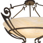 Meyda Lighting Ceres 42" 6-Light Gilded Tobacco Inverted Pendant Light With Creme Carrare Idalight Shade Glass