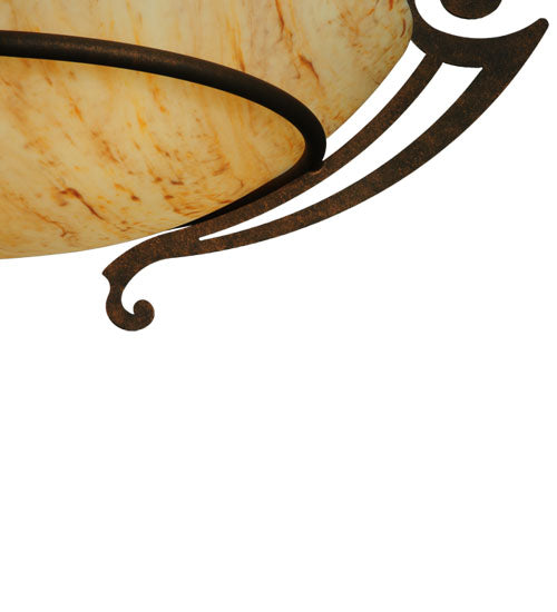 Meyda Lighting Ceres 42" 6-Light Gilded Tobacco Semi-flush Mount Ceiling Light With Beige Travertine Idalight Shade