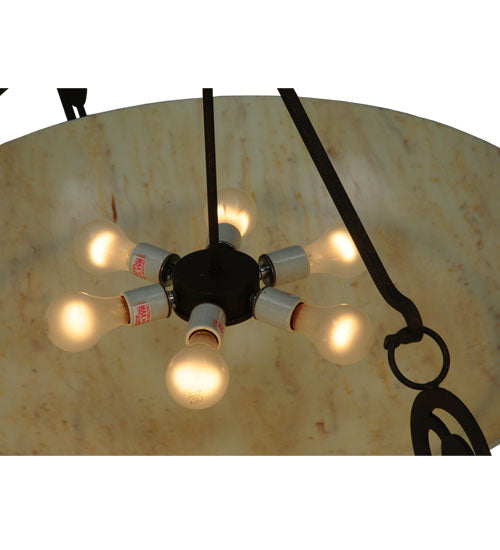 Meyda Lighting Ceres 42" 6-Light Gilded Tobacco Semi-flush Mount Ceiling Light With Beige Travertine Idalight Shade