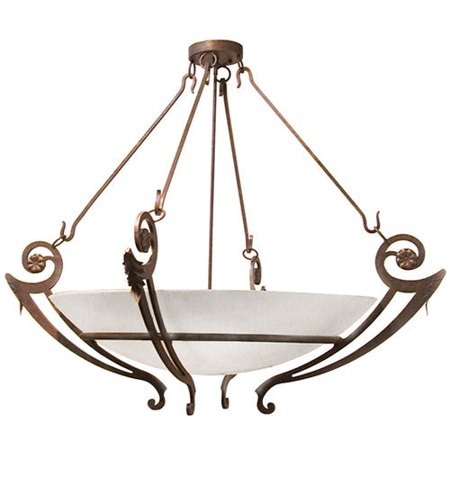 Meyda Lighting Ceres 50" 6-Light Gilded Tobacco Semi-flush Mount Ceiling Light With Whitestone Idalight Shade