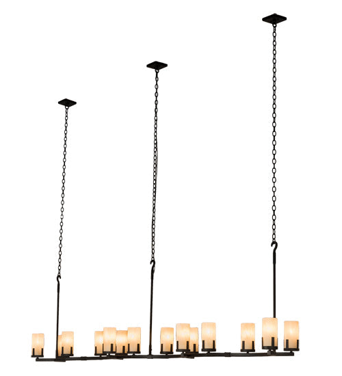 Meyda Lighting Cero 118" 14-Light Charred Iron Island Chandelier With Sahara Taupe Idalight Shade