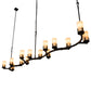 Meyda Lighting Cero 118" 14-Light Charred Iron Island Chandelier With Sahara Taupe Idalight Shade