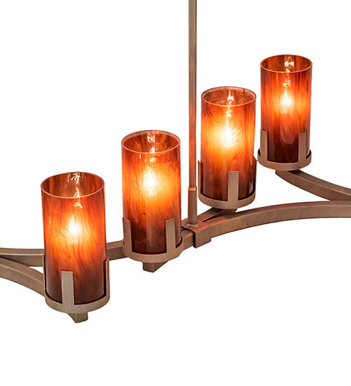 Meyda Lighting Cero 118" 14-Light Painted Antique Brass Island Chandelier With Maduro Idalight Shade